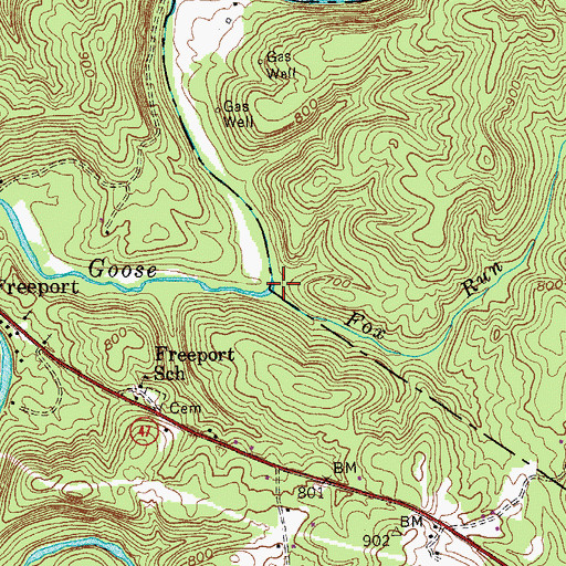 Topographic Map of Fox Run, WV