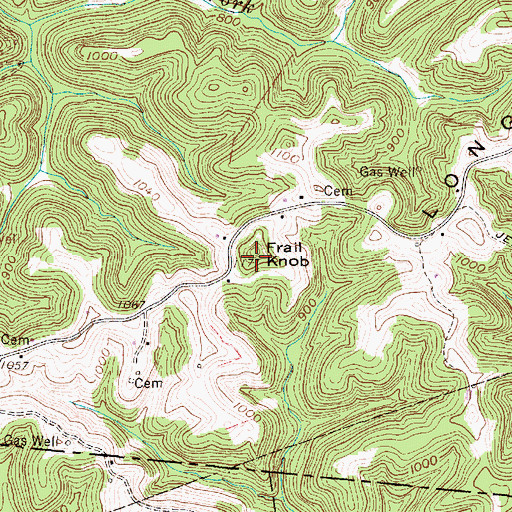 Topographic Map of Frail Knob, WV