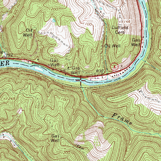 Topographic Map of Frame Run, WV