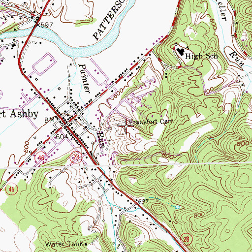 Topographic Map of Frankfort Cemetery, WV