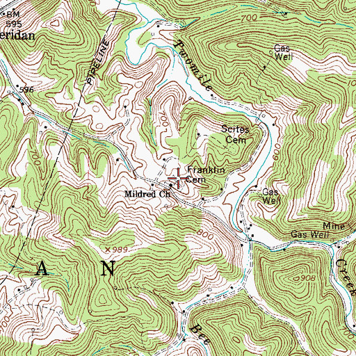 Topographic Map of Franklin Cemetery, WV