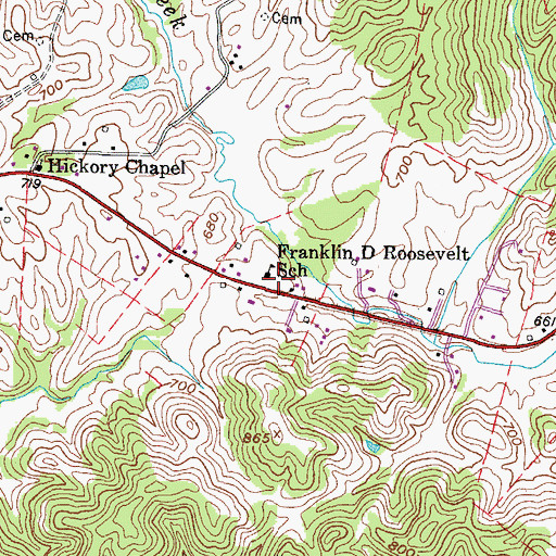 Topographic Map of Franklin D Roosevelt School (historical), WV
