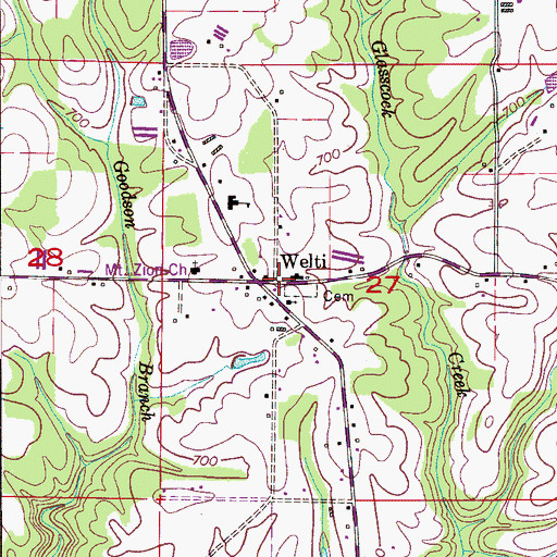 Topographic Map of Welti, AL