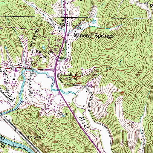 Topographic Map of Frasher Cemetery, WV