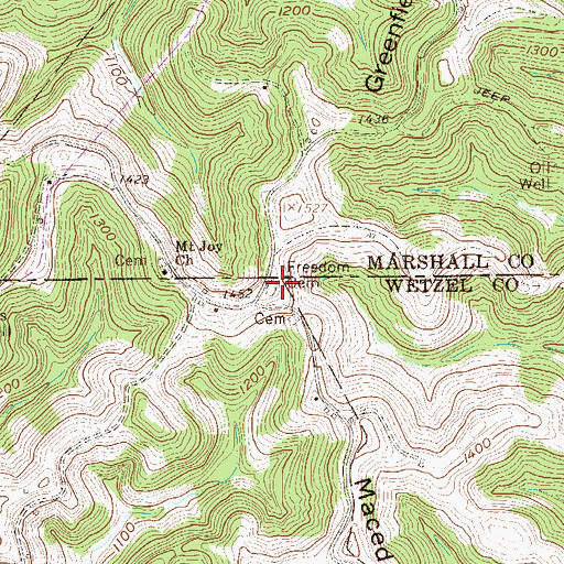 Topographic Map of Freedom Cemetery, WV
