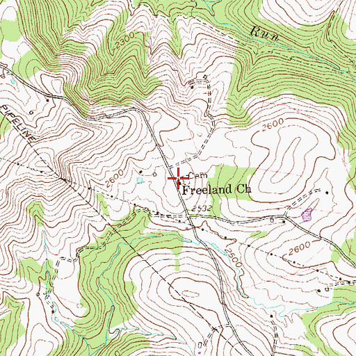 Topographic Map of Freeland United Methodist Church, WV