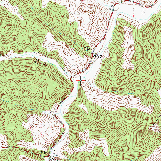 Topographic Map of Freeland Run, WV