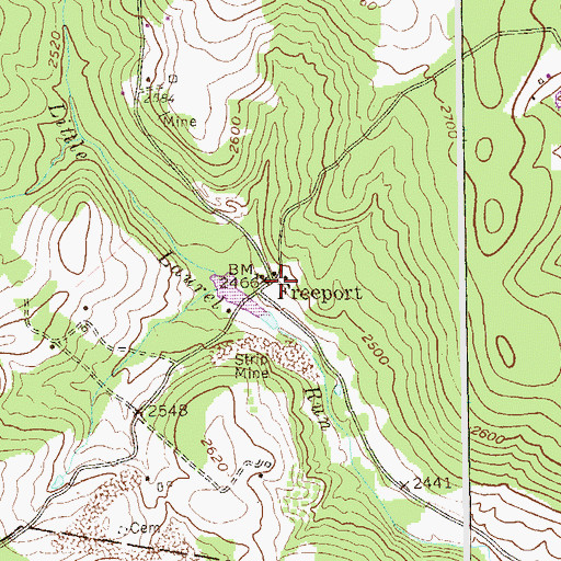 Topographic Map of Freeport, WV