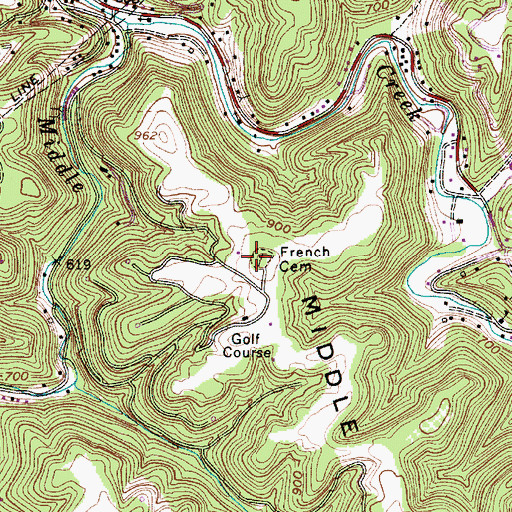 Topographic Map of French Cemetery, WV