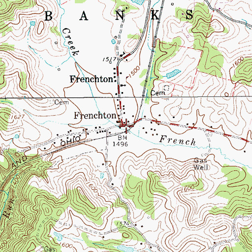 Topographic Map of Frenchton, WV