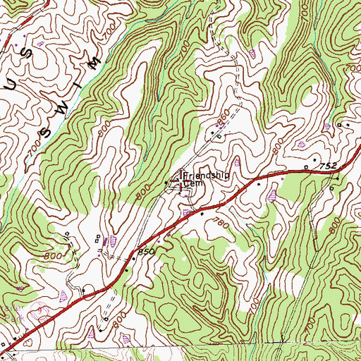 Topographic Map of Friendship Cemetery, WV
