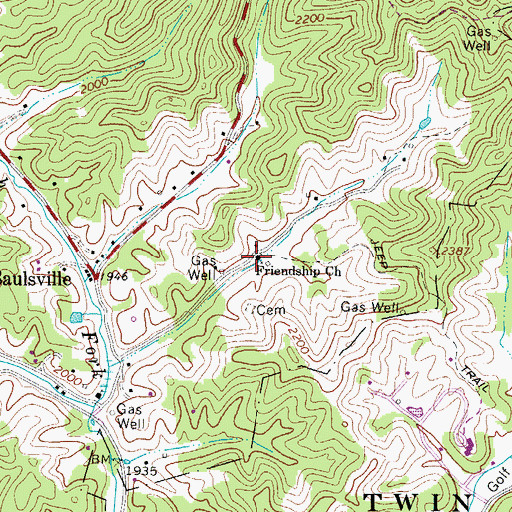 Topographic Map of Friendship Church, WV