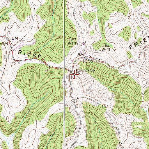 Topographic Map of Friendship Church, WV