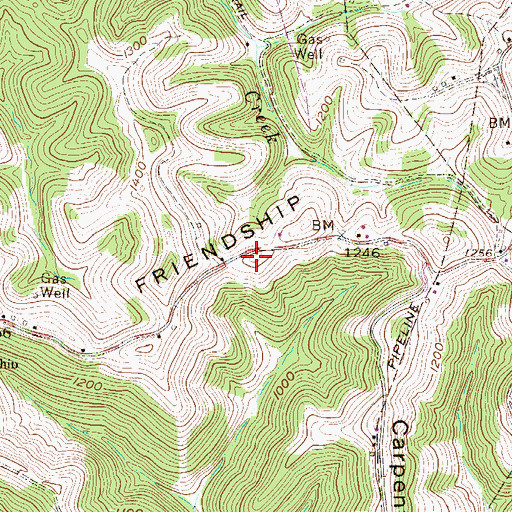 Topographic Map of Friendship Ridge, WV