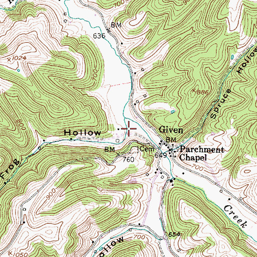 Topographic Map of Frog Hollow, WV