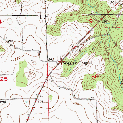 Topographic Map of Wesley Chapel, AL