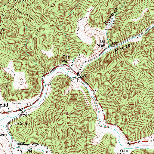 Topographic Map of Frozen Run, WV