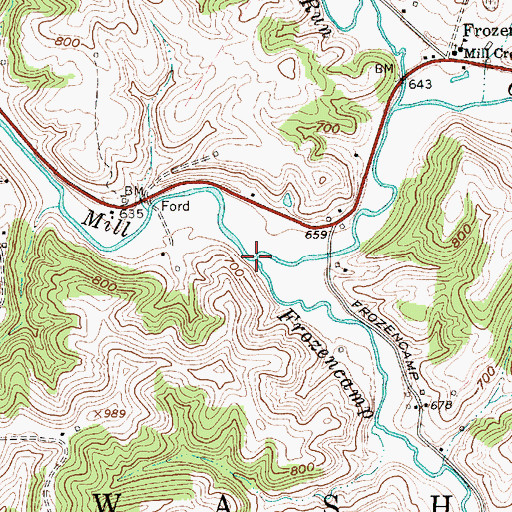 Topographic Map of Frozencamp Creek, WV