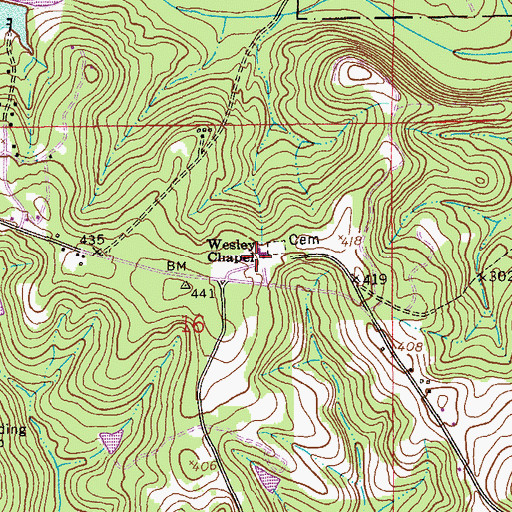 Topographic Map of Wesley Chapel Methodist Church, AL