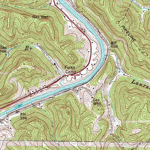 Topographic Map of Fulks Cemetery, WV