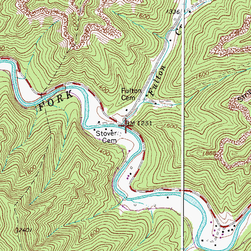 Topographic Map of Fulton Creek, WV