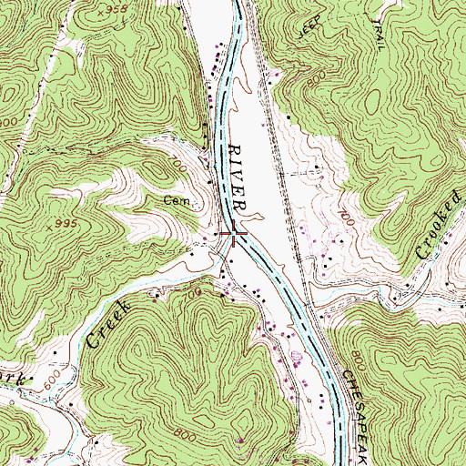 Topographic Map of Fuquay Creek, WV