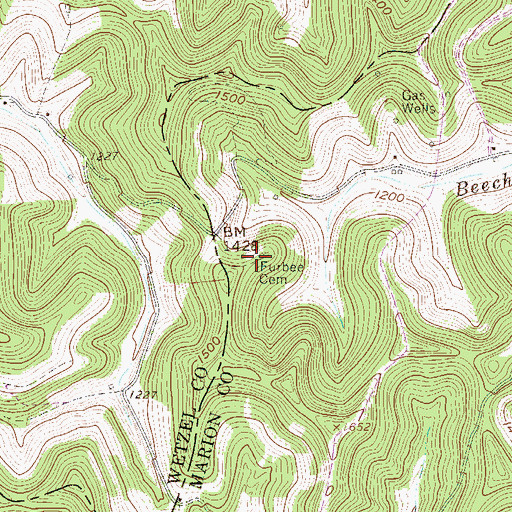 Topographic Map of Furbee Cemetery, WV