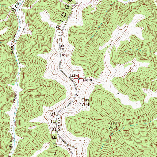 Topographic Map of Furbee Ridge, WV