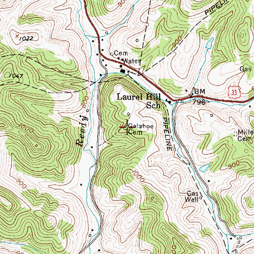 Topographic Map of Galahoe Cemetery, WV