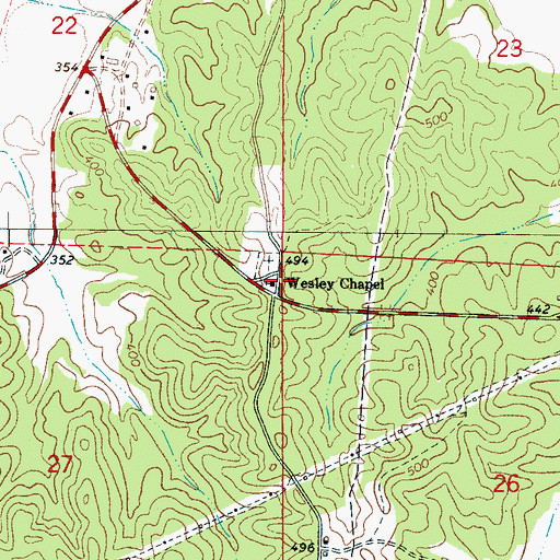Topographic Map of Wesley Chapel Methodist Church, AL