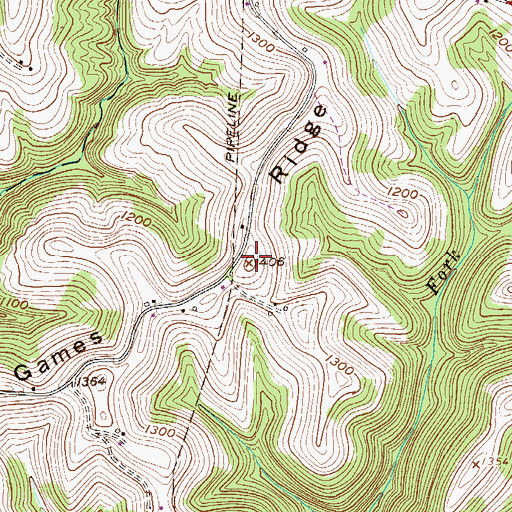 Topographic Map of Games Ridge, WV