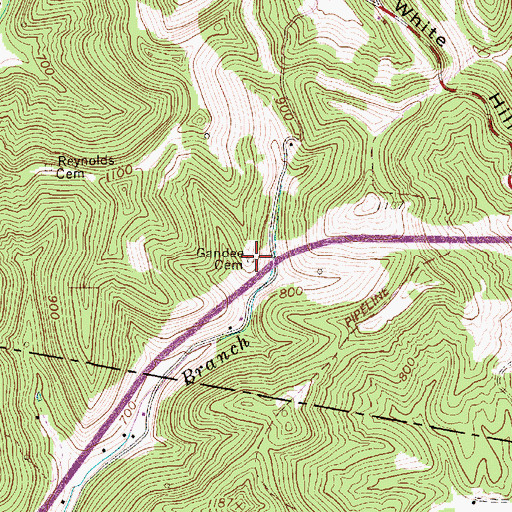 Topographic Map of Gandee Cemetery, WV
