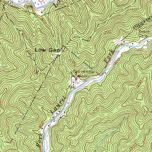 Topographic Map of Gap Hollow Cemetery, WV