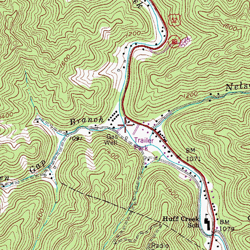 Topographic Map of Garden Gap Branch, WV