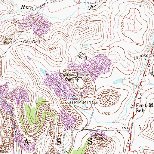 Topographic Map of Garlow Cemetery, WV