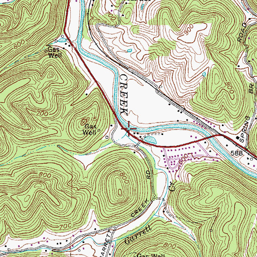 Topographic Map of Garrett Creek, WV
