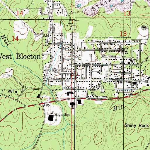 Topographic Map of West Blocton, AL