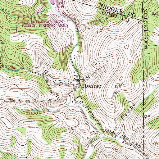 Topographic Map of Garrison Run, WV