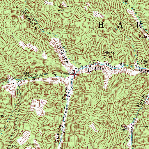 Topographic Map of Gartin Fork, WV