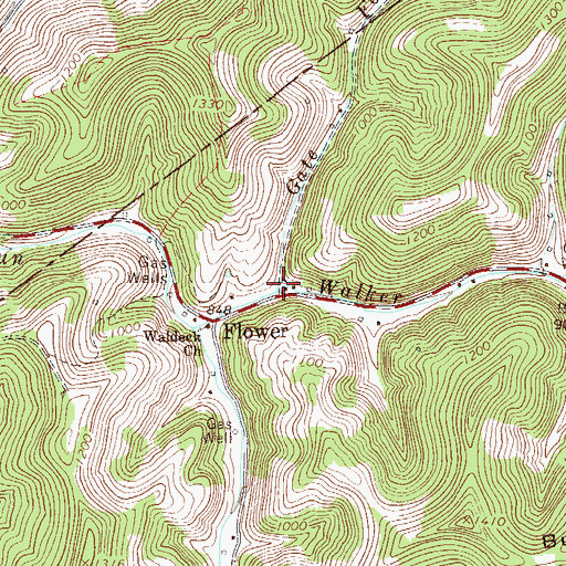Topographic Map of Gate Fork, WV