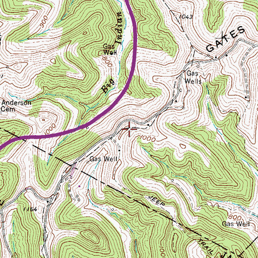 Topographic Map of Gates Ridge, WV