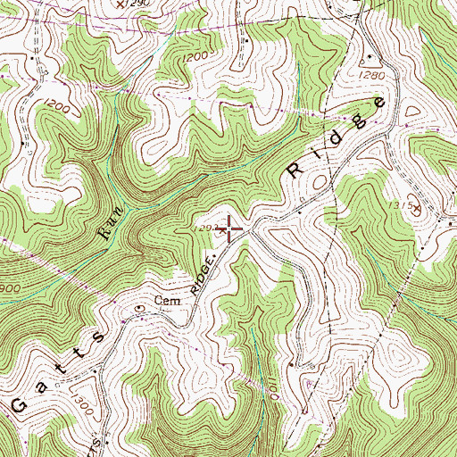 Topographic Map of Gatts Ridge, WV