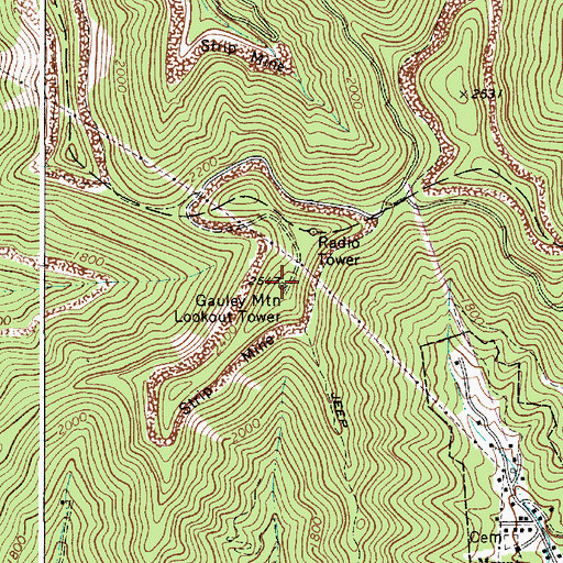 Topographic Map of Gauley Mountain, WV