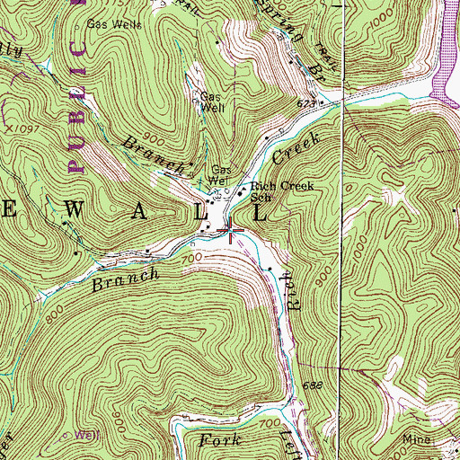 Topographic Map of Geiger Branch, WV