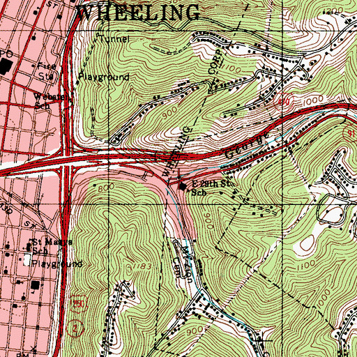 Topographic Map of George Run, WV