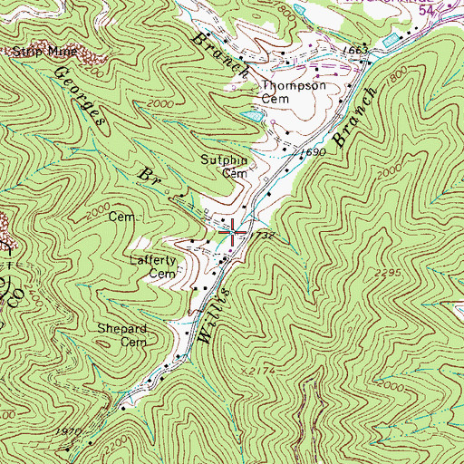 Topographic Map of Georges Branch, WV