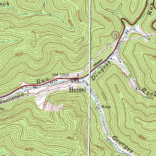 Topographic Map of Georges Creek, WV