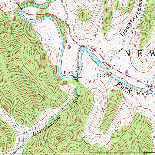 Topographic Map of Georgescamp Run, WV