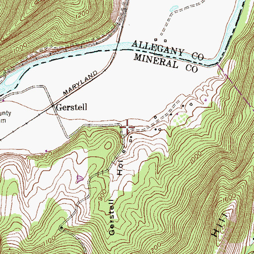 Topographic Map of Gerstell Hollow, WV