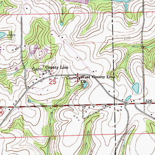 Topographic Map of West County Line Baptist Church, AL